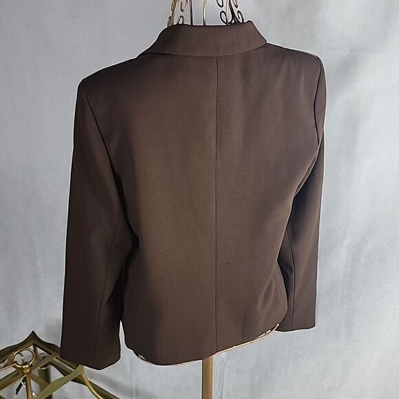 Harve Benard Jacket Size 8 Chocolate Brown Chartreuse Stripe - Picture 7 of 8